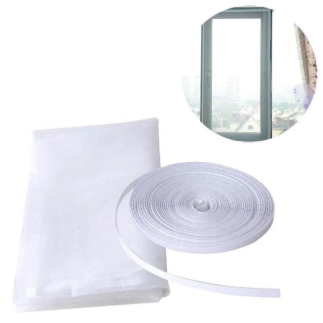 DIY Polyester Window Screen With Hook and Loop Fastener - white polyester mesh roll and hook-and-loop tape for tool-free window insect protection