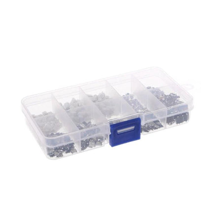 Assorted Tact Switch Buttons for Remote Controls and LCD Panels, 200 Pieces in plastic organizer box with 10 compartments
