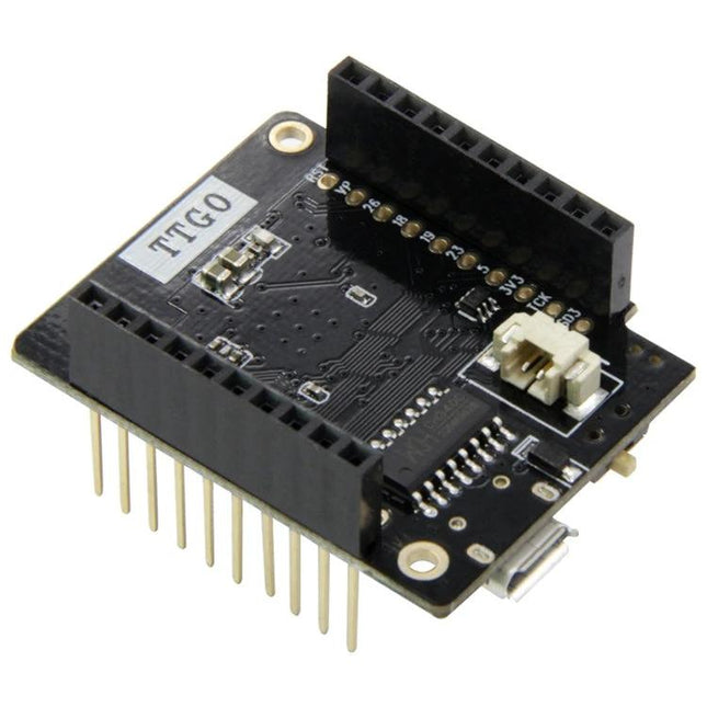 TTGO Mini32 Development Board for Wireless Projects compact ESP32 board with headers, micro USB and connector for IoT sensors