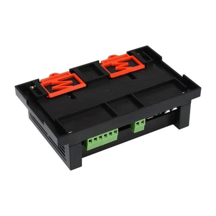 Waveshare Eight Channel Relay Module for Raspberry Pi Projects black enclosure with green screw terminals and orange clips