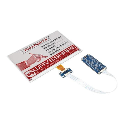 Waveshare 7.5 Inch E-Paper Display for Raspberry Pi Projects connected module showing 7.5" e-ink screen and controller board for low-power portable projects