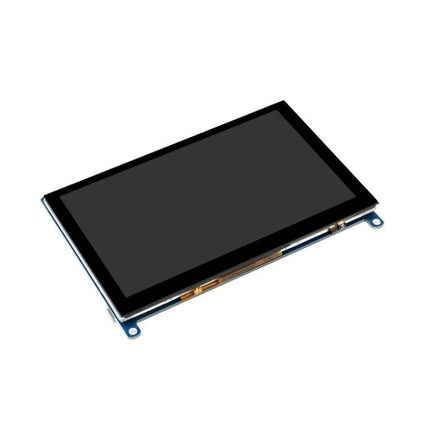 Waveshare 5-Inch Capacitive Touch Screen LCD for Raspberry Pi showing compact touchscreen module for DIY dashboards and portable gaming projects