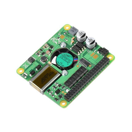 Waveshare PoE+ HAT for Raspberry Pi Power and Ethernet Connectivity compact green PCB showing PoE+ module with Ethernet port and GPIO header
