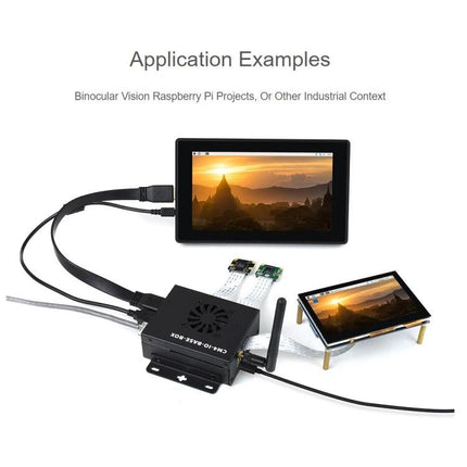 Waveshare Mini IO Board for Raspberry Pi CM4 with Metal Case connected to displays and camera modules for IoT and media center projects
