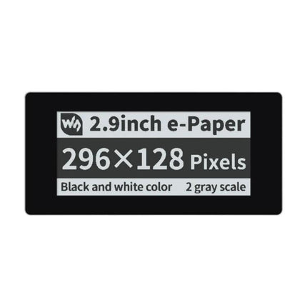 Waveshare 2.9 Inch e-Paper Touch Display Module for Raspberry Pi showing 296x128 black-and-white e-paper screen