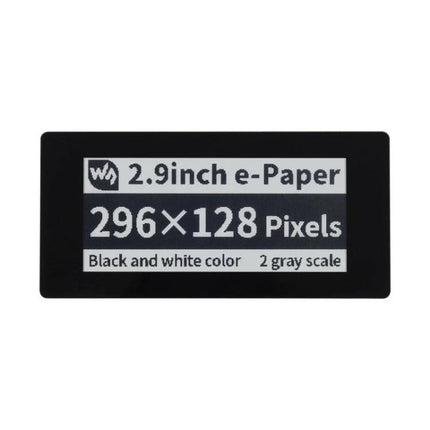 Waveshare 2.9 Inch Capacitive Touch E-Paper Display for Raspberry Pi showing 296x128 resolution, energy-efficient black-and-white screen for IoT projects