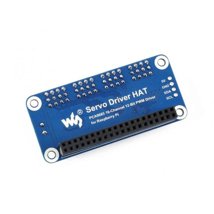 Waveshare 16-Channel Servo Driver HAT for Raspberry Pi Projects - blue PWM servo controller HAT for robotics and automation