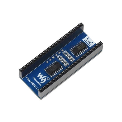 Waveshare Red 4-Digit 8-Segment Display for Raspberry Pi Projects showing blue adapter board and header pins for easy SPI integration