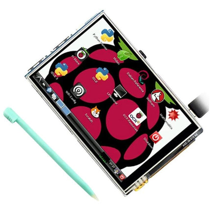 3.5 Inch Touchscreen Display for Raspberry Pi Monitoring showing compact portable dashboard with stylus for system monitoring