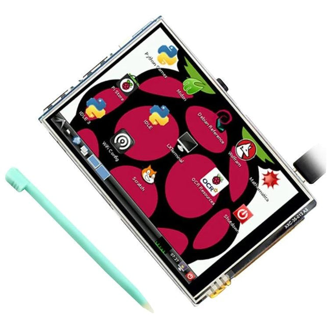 3.5 Inch Touchscreen Display for Raspberry Pi Monitoring showing compact portable dashboard with stylus for system monitoring