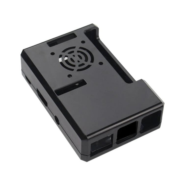 Protective ABS Case for Raspberry Pi 3 with Ventilation Holes - black ABS enclosure with fan vent and port cutouts, protects board and improves airflow