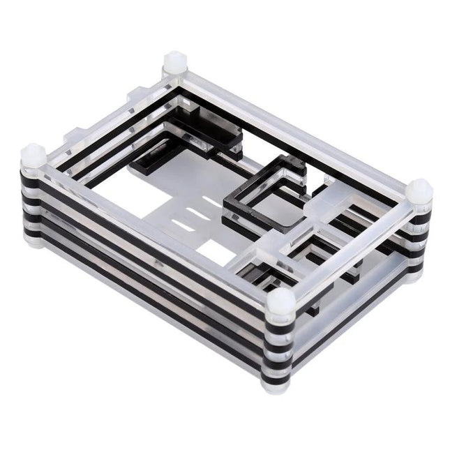Acrylic Protective Case for Raspberry Pi 3 with Ventilation Holes clear stacked acrylic enclosure with ventilation cutouts