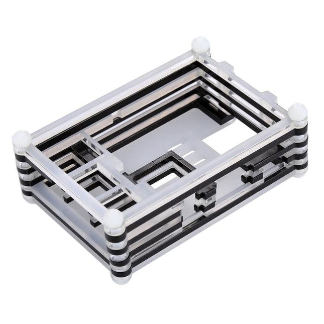 Acrylic Protective Case for Raspberry Pi 3 with Ventilation Holes - clear layered acrylic enclosure with ventilation cutouts