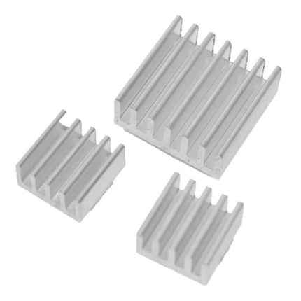 Aluminium Cooling Heat Sink for Raspberry Pi 3 and 2 Devices - set of three silver aluminium heatsinks for cooling Pi boards