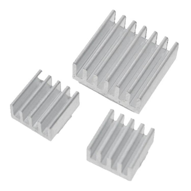 Aluminium Cooling Heat Sink for Raspberry Pi 3 and 2 Devices - set of three silver aluminium heatsinks for cooling Pi boards