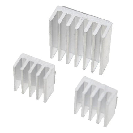 Aluminium Cooling Heat Sink for Raspberry Pi 3 and 2 Devices - silver aluminium passive heatsinks for Pi cooling, set of three, compact fins promoting stable operation