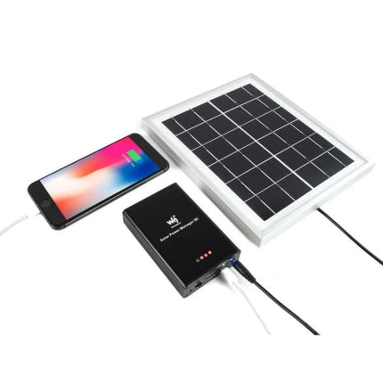 Waveshare Solar Power Manager with Integrated Battery Support powering phone from solar panel with USB-C and 5V/3A output