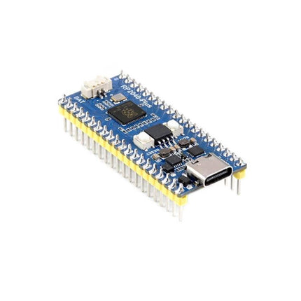 Waveshare RP2040-Plus Microcontroller Board with Pinheader shown at angled view with USB-C port and dual-row pinheaders