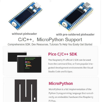 Waveshare RP2040-LCD-0.96 Microcontroller Board with LCD for Projects compact board with pre-soldered pinheader and built-in display for IoT