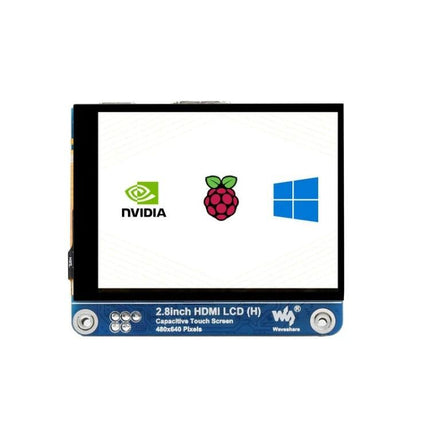 Waveshare 2.8 Inch HDMI LCD Display for Raspberry Pi Use compact 2.8" HDMI touchscreen showing Raspberry Pi, NVIDIA and Windows logos