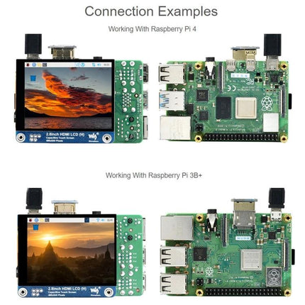 Waveshare 2.8 Inch HDMI LCD Display for Raspberry Pi Use - compact 2.8" HDMI screen connected to Raspberry Pi for monitoring and retro gaming