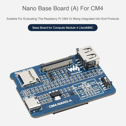 Waveshare Nano Base Board A for Raspberry Pi Compute Module compact CM4 base board with USB and microSD slot