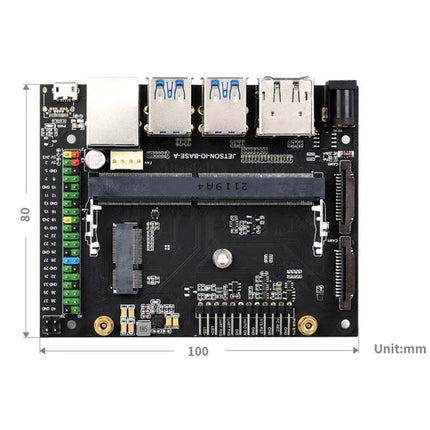 Waveshare Jetson Nano Base A Development Board for AI Projects compact black PCB with USB ports, GPIO pins and connector (100x80mm)