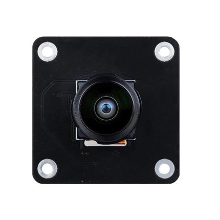 Waveshare 12.3MP Fisheye Camera with 190-Degree View for Raspberry Pi front view showing wide-angle lens and mounting holes