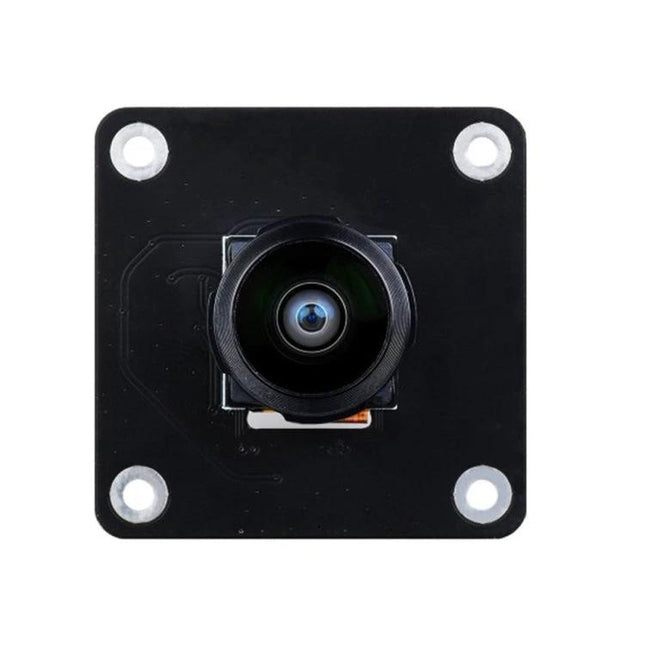 Waveshare 12.3MP Fisheye Camera with 190-Degree View for Raspberry Pi front view showing wide-angle lens and mounting holes