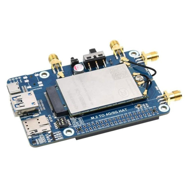 Waveshare 5G Expansion Board for Raspberry Pi Connectivity with RM500U-CN module, antennas and M.2 slot for IoT 5G/LTE-A projects