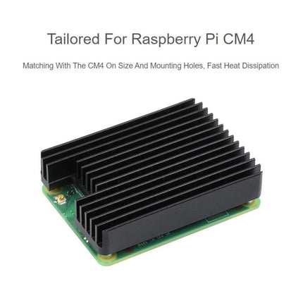 Waveshare Aluminum Heatsink for Raspberry Pi CM4 with Notch installed on CM4 board showing black finned aluminum cooler