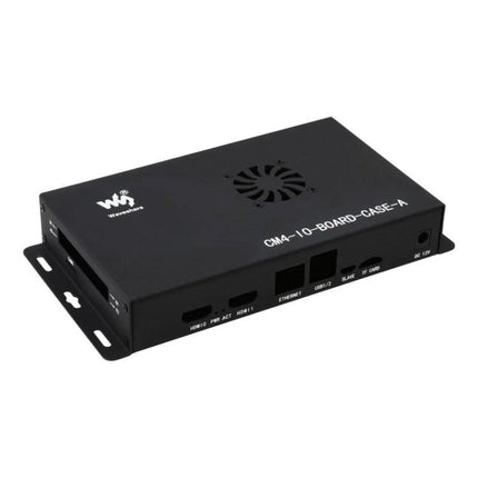 Waveshare Metal Enclosure for Raspberry Pi CM4 with Fan, black metal case with vents and mounting flanges