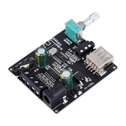 50W Stereo Bluetooth Audio Amplifier Board for Music Systems - compact PCB with USB, volume knob, capacitors for DIY speaker projects