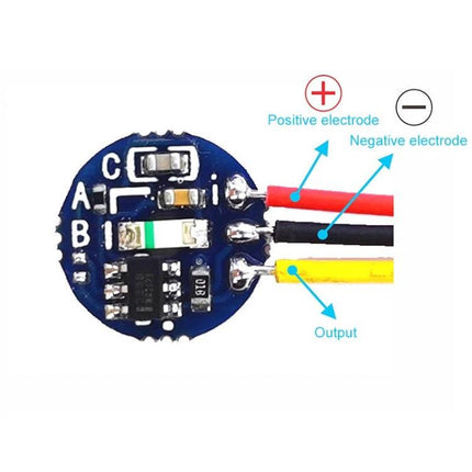 Touch Switch Board Module for LED Light Control, 5 Pieces - round PCB touch sensor with red (+), black (-) wires and yellow output, 5-pack