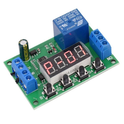 5V Time Relay Module for Automated On/Off Switching and Timing Control - 5V DC relay board with LED display and push-button timing controls