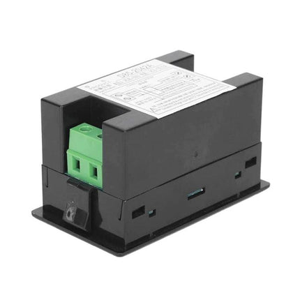 Digital LCD Voltmeter Ammeter for AC Electrical Monitoring black panel mount module showing green terminal and LCD display housing