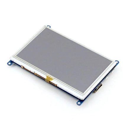 Waveshare 5-Inch HDMI Touch Screen Display for Raspberry Pi showing compact 5" 800x480 touchscreen module with HDMI connector