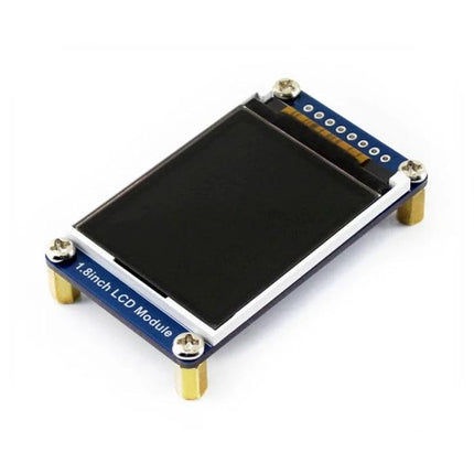 Waveshare 1.8-Inch LCD Display Module for DIY Electronics compact SPI display module mounted on standoffs for Raspberry Pi Arduino projects