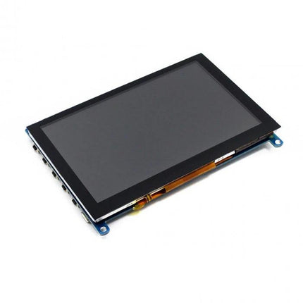 Waveshare 5 Inch HDMI Touch Screen Display for Raspberry Pi showing 5-inch 800x480 touchscreen module with HDMI for portable Pi projects