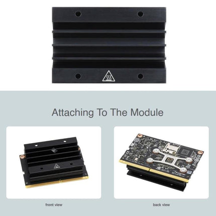 Aluminum Heatsink for Jetson Nano Effective Cooling Solution - durable aluminum heatsink mounted to Jetson Nano module, front and back views