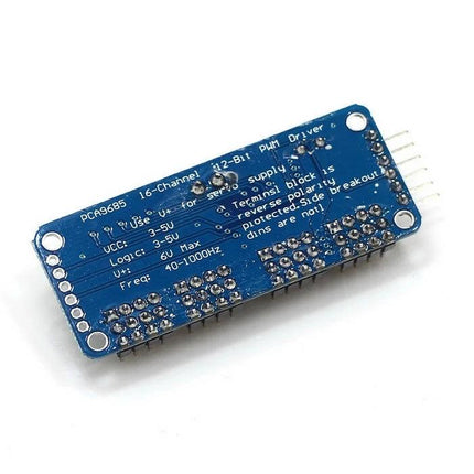 16-Channel PWM Servo Controller for Arduino DIY Projects blue PCB module showing I2C pins and 16 servo outputs