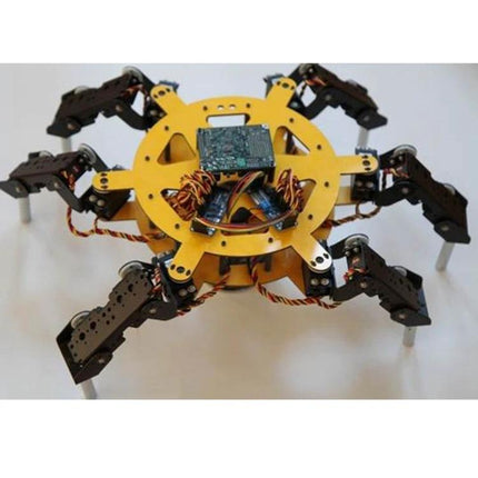 16-Channel PWM Servo Controller for Arduino DIY Projects mounted on a hexapod robotic platform showing servos, wiring, and I2C board