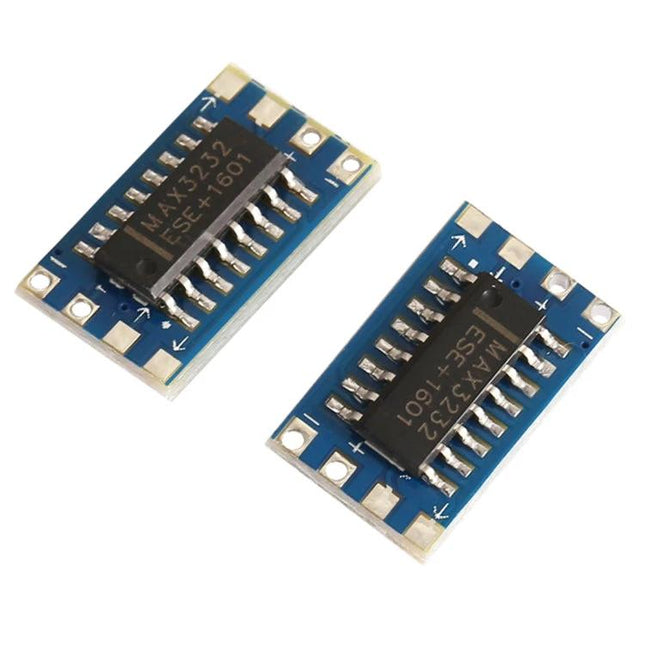Mini 2-Piece RS232 to TTL Level Conversion Board for Devices with MAX3232CSE chips, compact blue PCB for Arduino and serial interface bridging
