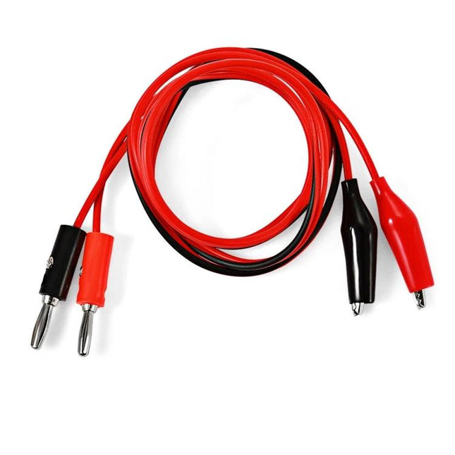 90cm Alligator Clip to Banana Plug Cable for Testing Connections - red and black test leads with alligator clips and banana plugs