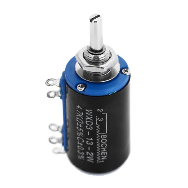 Multiturn Precision Potentiometer for Electronic Adjustments, compact blue-black rotary potentiometer for precise calibration and tuning