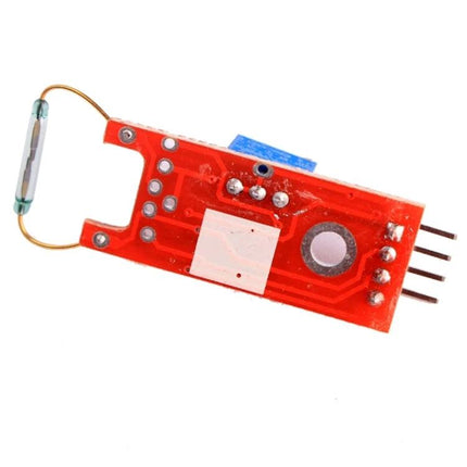 Versatile Reed Sensor Board for Home Security and Monitoring - red PCB magnetic door/window detector with reed switch and 3-pin connector