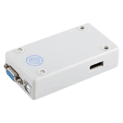 USB ISP Programmer for Repairing Computer Motherboards in white enclosure with USB and serial ports, tool for EEPROM/EDID read-write on motherboards