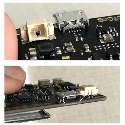 TTGO T5 E-Ink Screen Development Board for Shelf Labels close-up showing micro USB and JST connectors on PCB
