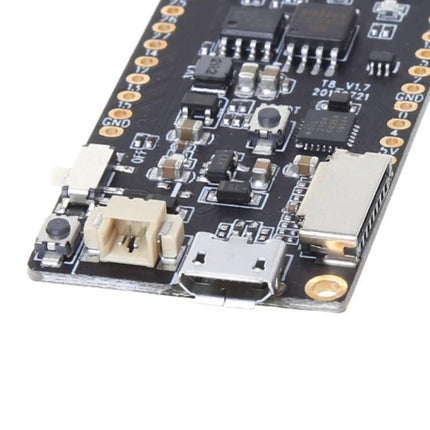 TTGO T8 ESP32 WiFi Bluetooth Module for DIY Wireless Projects close-up showing micro-USB, connectors and PCB components