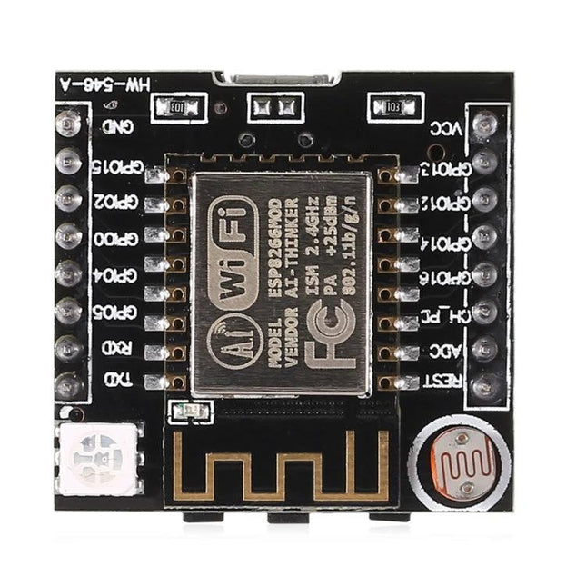 LandaTianrui WiFi-Enabled Cloud Development Board for Smart Projects compact ESP8266 module with antenna, pins and light sensor for IoT prototyping